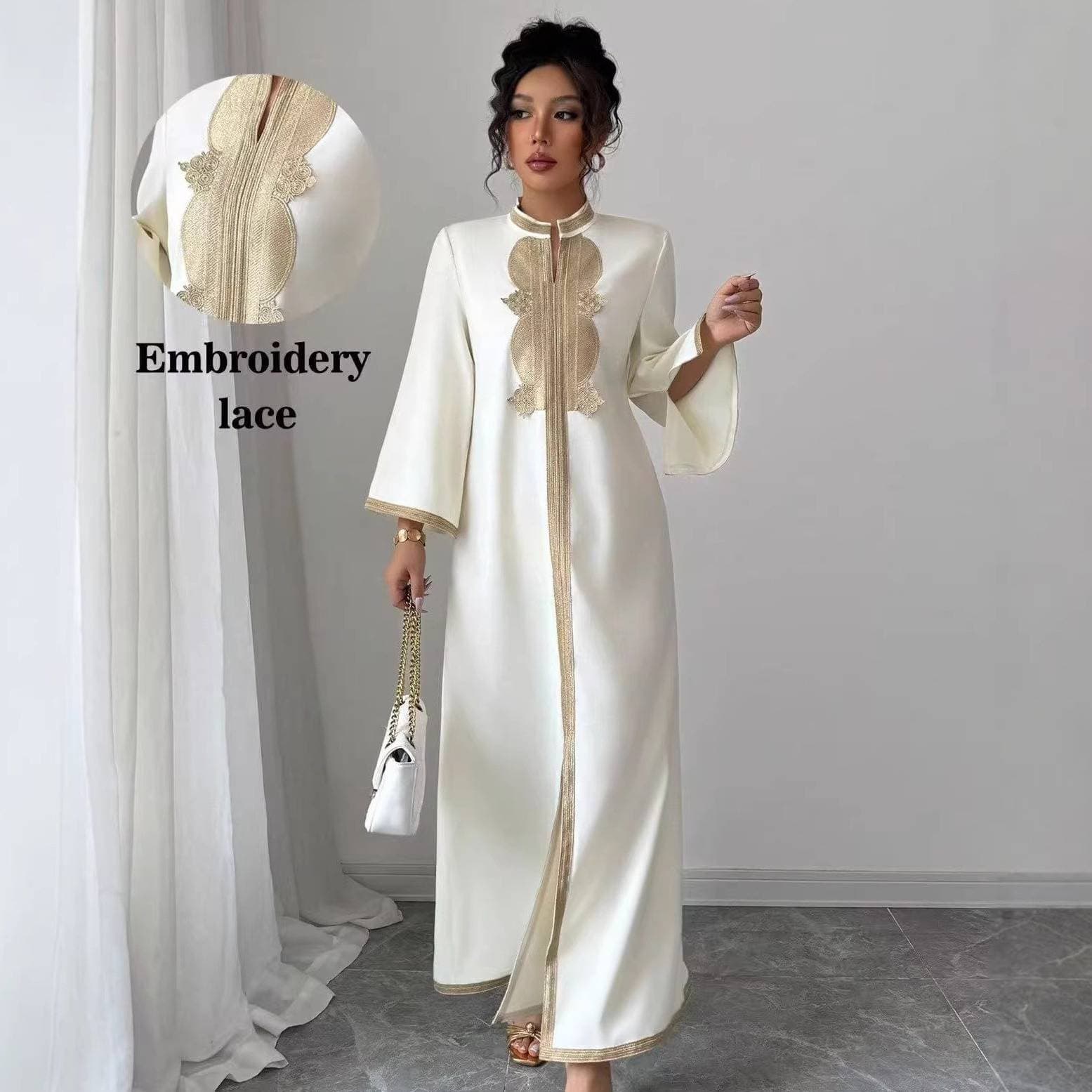 Muslim Dress Women Luxury African & Saudi Abaya Robe – Elegant Dubai-Inspired Long Dress With Ethnic Embroidery
