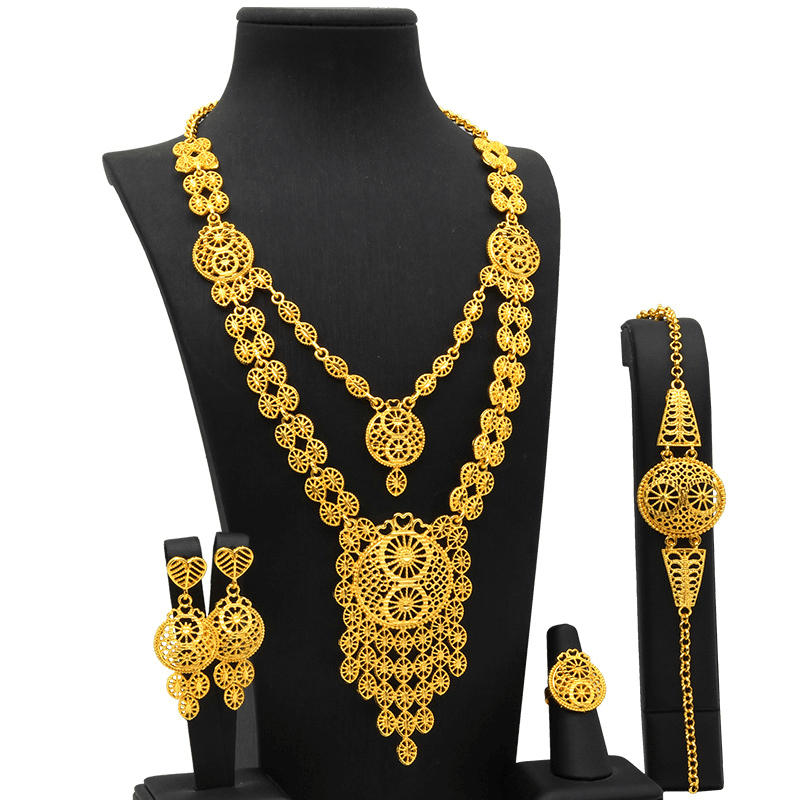 Pendant Jewelry Set Bridal Wedding Accessories Alloy Long Necklace Bracelet Ring Earrings