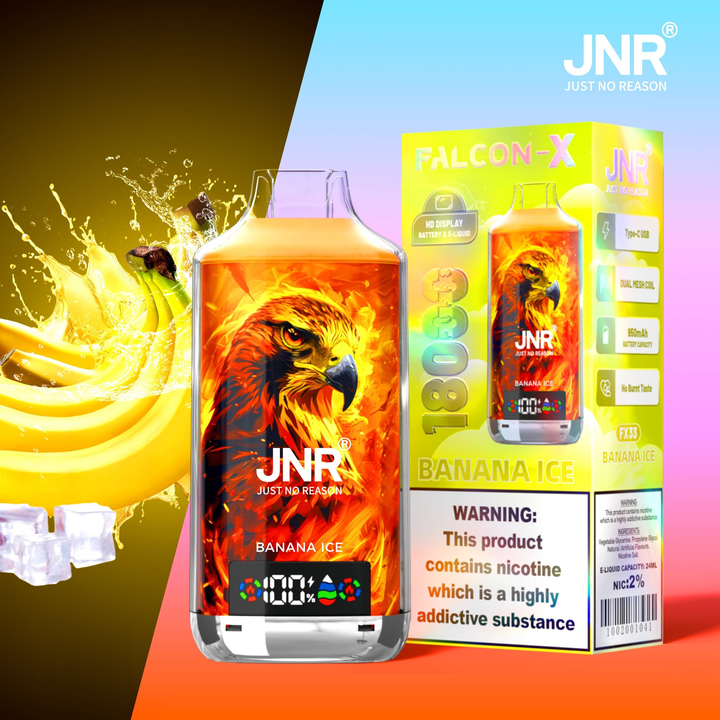 10 pièces Vape Jnr Falcon-X 18000 bouffées Svape jetable électronique Sigara e-zigarette affichage numérique Sigaretta Elettronica