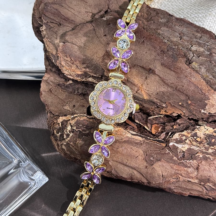 Live Streaming New Niche Internet Celebrity Women's Full Diamond Fashion Flower Bracelet Watch