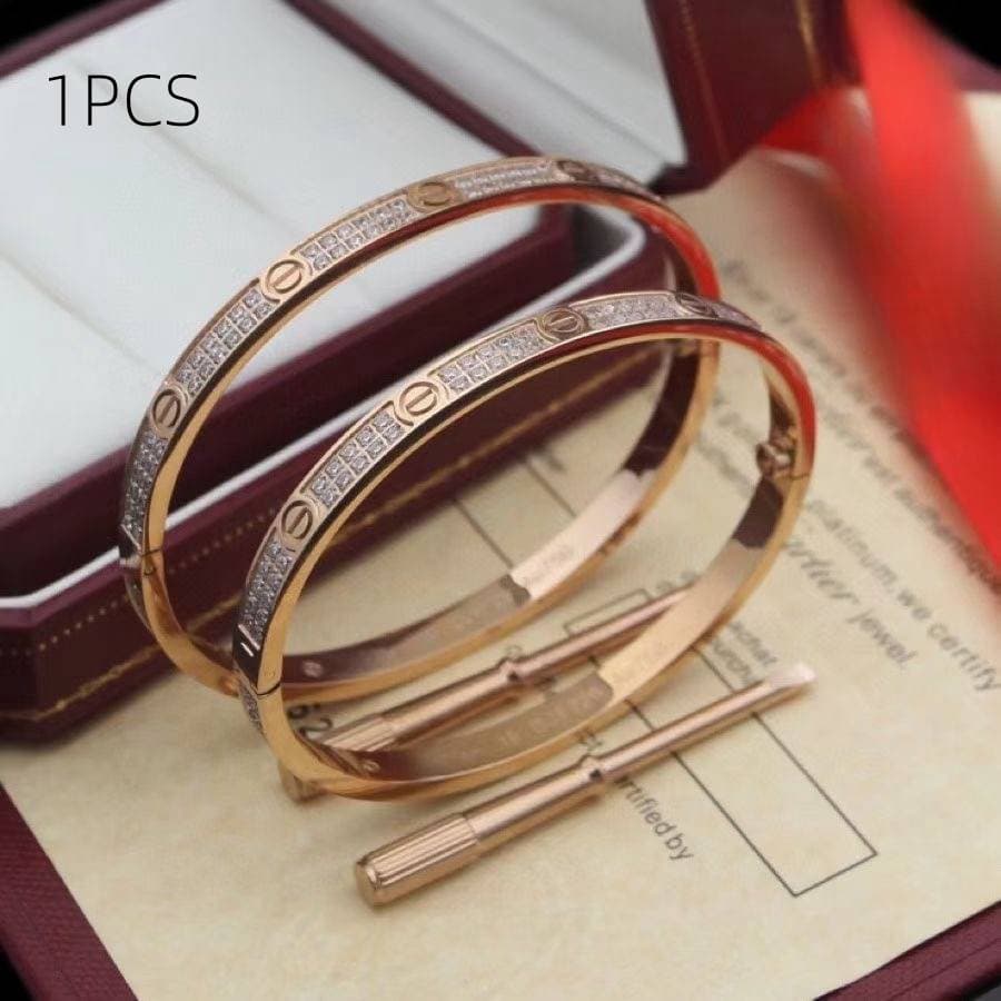 Bracelet en titane et acier brillant avec étoile du ciel, deux rangées de diamants, trois rangées de diamants, avec micro incrustation de diamants