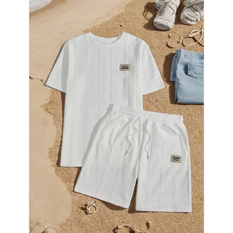 Men's Clothing Suits Spring Loose Casual Solid Color V Neck Long Sleeved Trousers Two Piece Suit