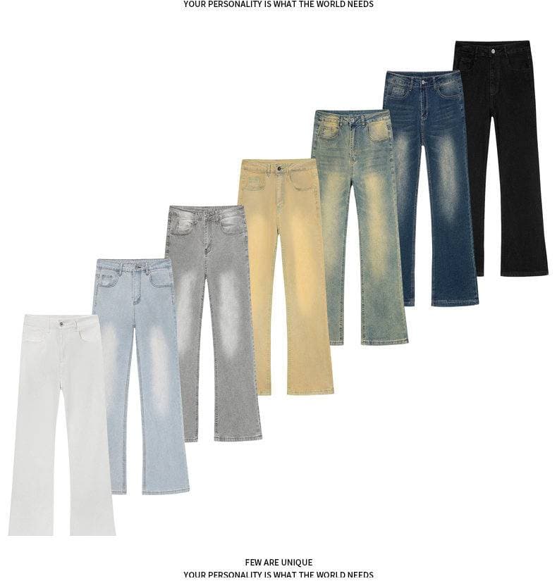 Distressed Splatter Wash Jeans For Men – Slim Fit Stretch Denim With Artistic Patchwork (S-3XL) | Trendy Cropped Ankle Length For Streetwear Looks​