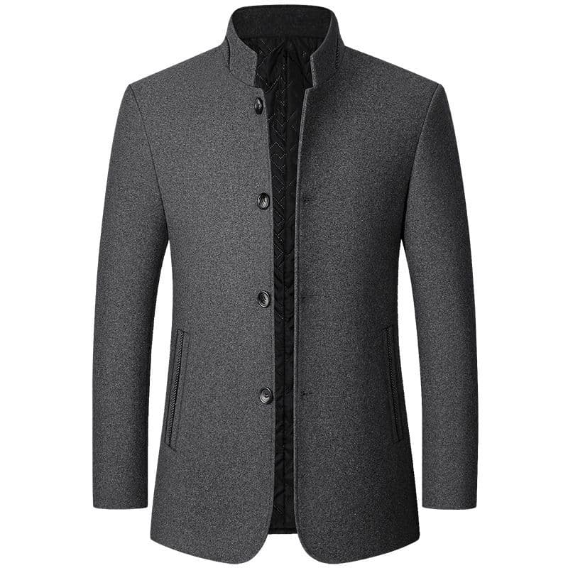 Men S Stand Up Collar Woolen Coat