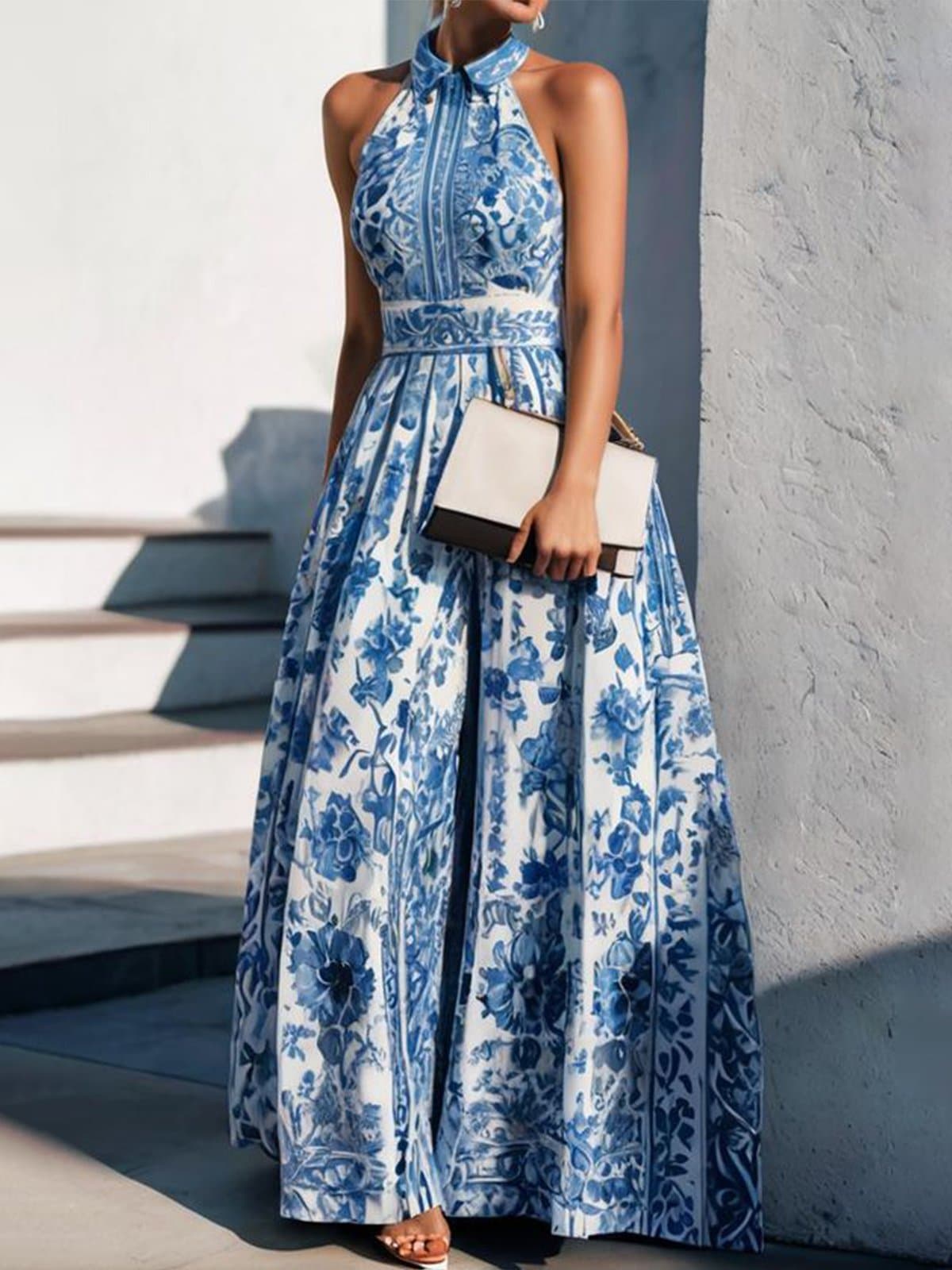 Women's clothing New Printed Long Dress Women's Elegant