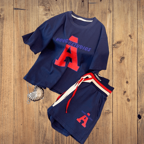Women's Clothing Casual Sports Suit Summer Loose Shorts Short Sleeves Fashionable Running Two Piece Suit