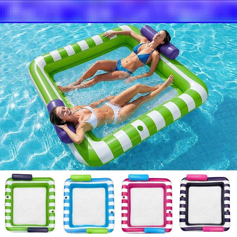 Thickened Square Lounger Pool Inflatable Summer Entertainment Double Size Waterbed Stripe Design For Pool Accessories