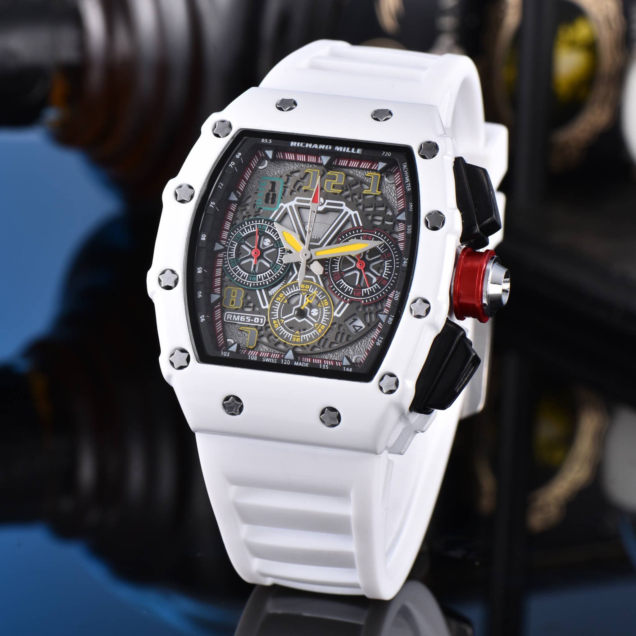 Montre homme de luxe à quartz avec calendrier, design creux AAA, 6 broches, multifonctionnelle, idéale pour les affaires. Cadeau d'anniversaire.