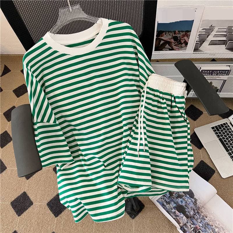 Women's Summer Fashionable Loose Fit T-Shirt And Shorts Set Short Sleeved Style Clothing