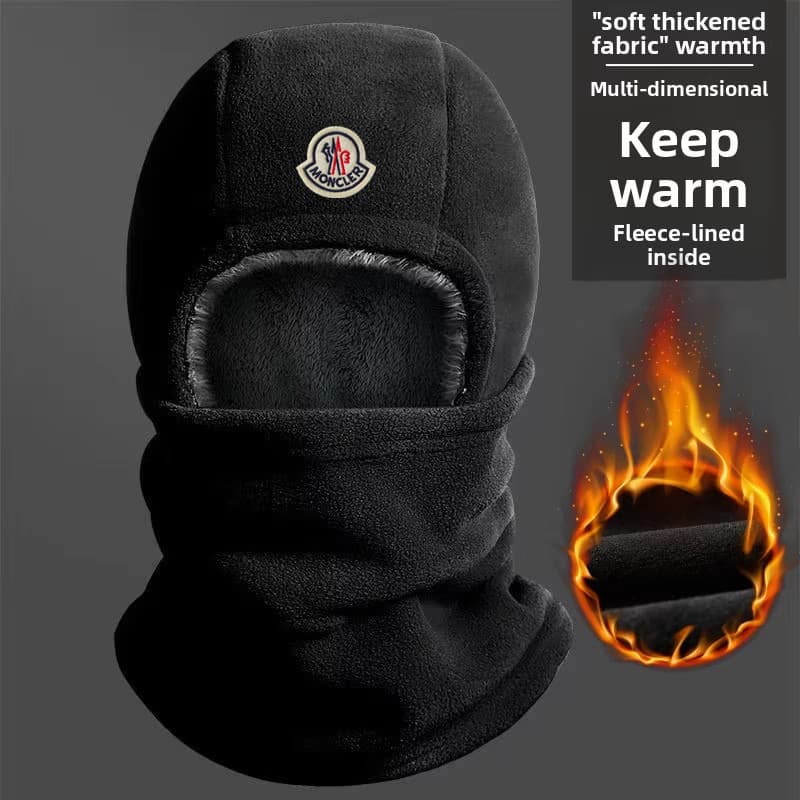Bonnet de ski unisexe chaud d'hiver avec doublure polaire, cagoule épaisse tricotée pour l'extérieur, idéale pour le vélo, le ski et la randonn