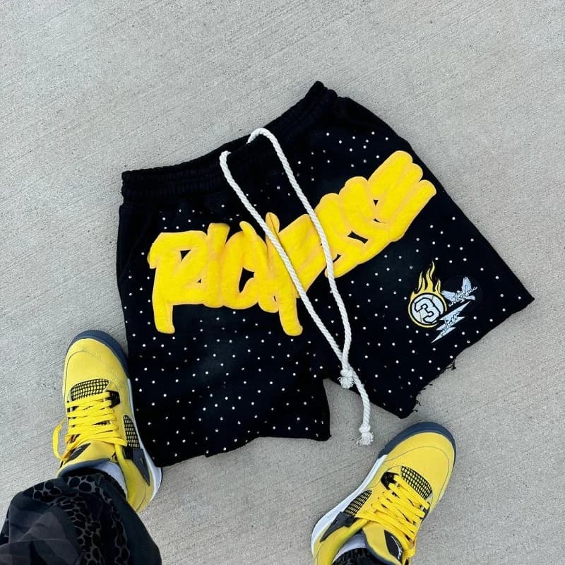 Y2K Harajuku Men's Shorts Letter-printed Sweatpants Fashion Quick-drying And Downhill Casual Motorcycle Shorts