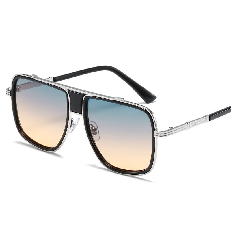 Large frame square frame gradient sunset metal sunglasses sunglasses for men and women UV protection glasses wholesale