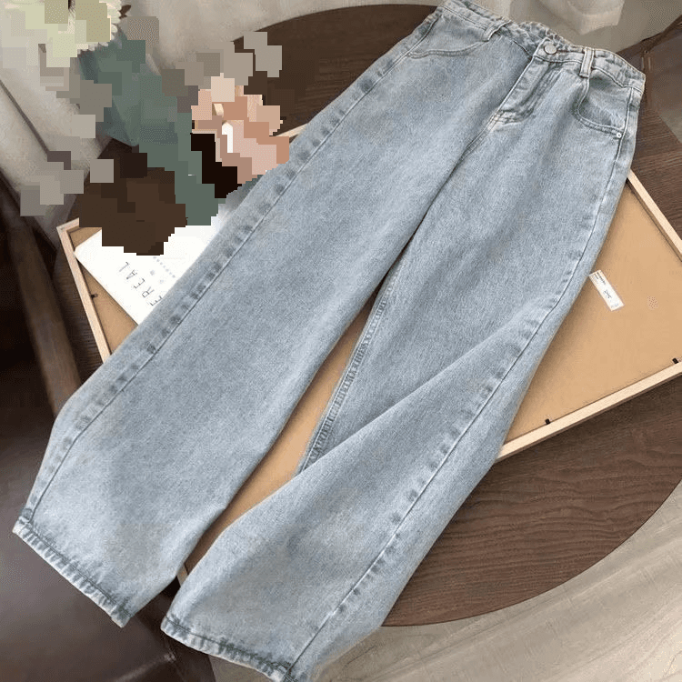 Women's Clothing Straight High Waist Jeans For Female Students Loose Retro Wide Leg Style Mopping Pants