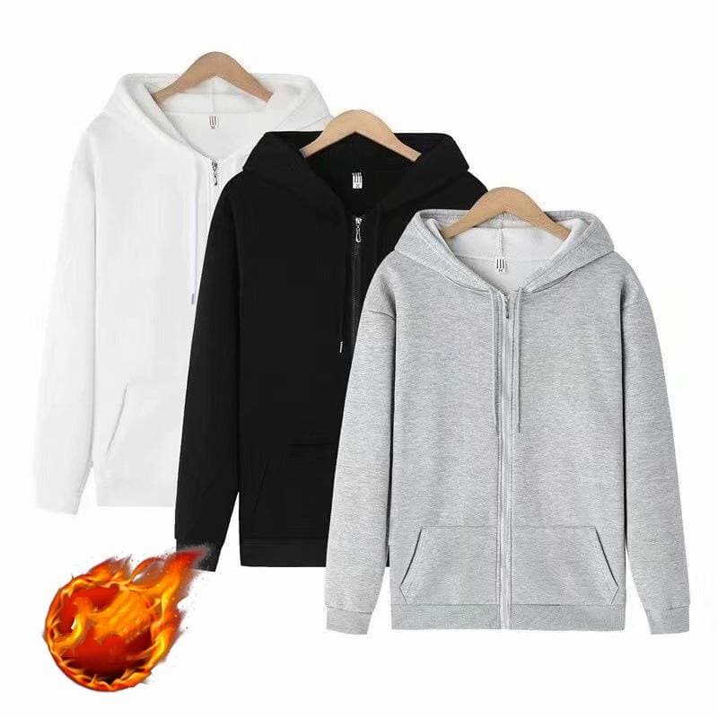 Men's Clothing Zippered Cardigan Hooded Sweatshirt Loose Plus Velvet Thickened Fashion Trend Simple Casual Sweatshirt Jacket