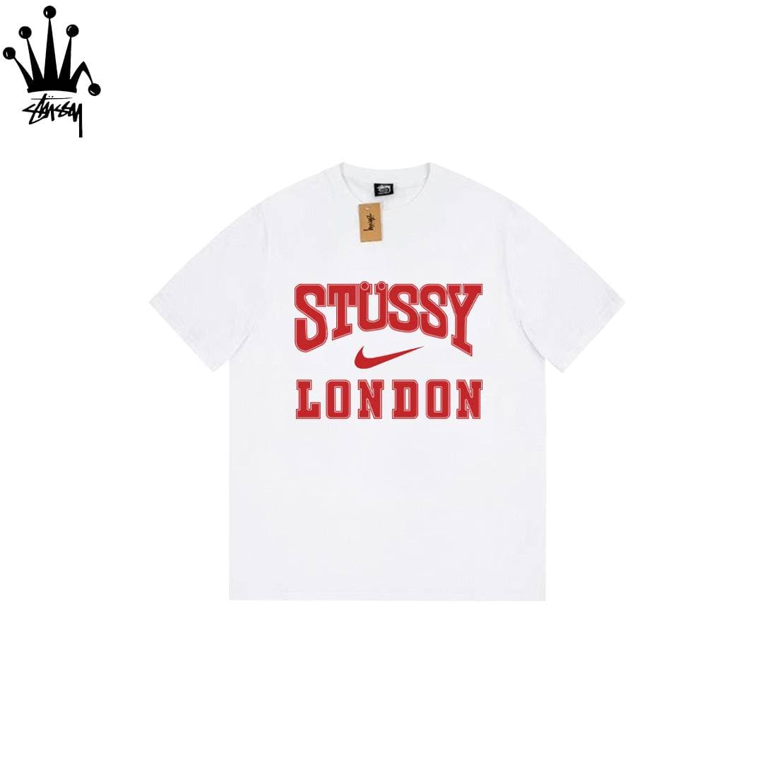 Stussy&Nike Collaboration Cylindrical Short Sleeved T-shirt Made Of Pure Cotton Fabric For Both Men And Women
