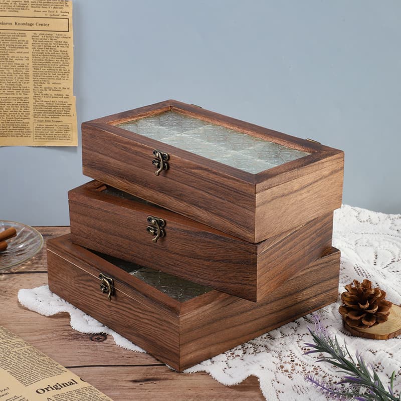 Camellia Glass Storage Box With Flip Lid - Multi-Compartment Organizer For Tea Bags, Jewelry & Small Items