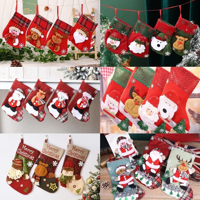 Decorative Products Santa Claus Tree Pendant Socks Christmas Gift Bag