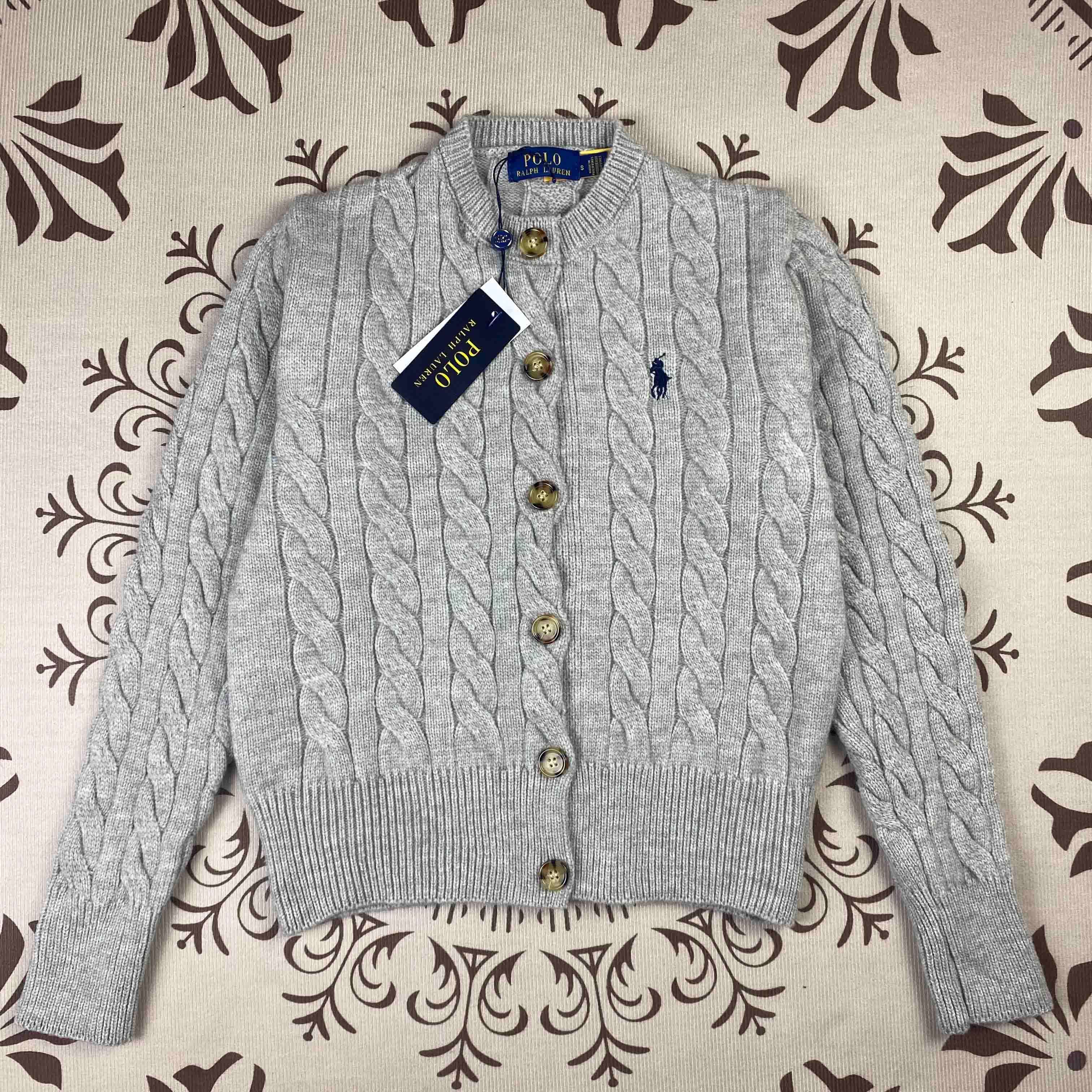 Gilet Paul RL Raff à logo poney, manches longues, col rond, coupe ample, pull brodé, idéal pour l'automne et l'hiver