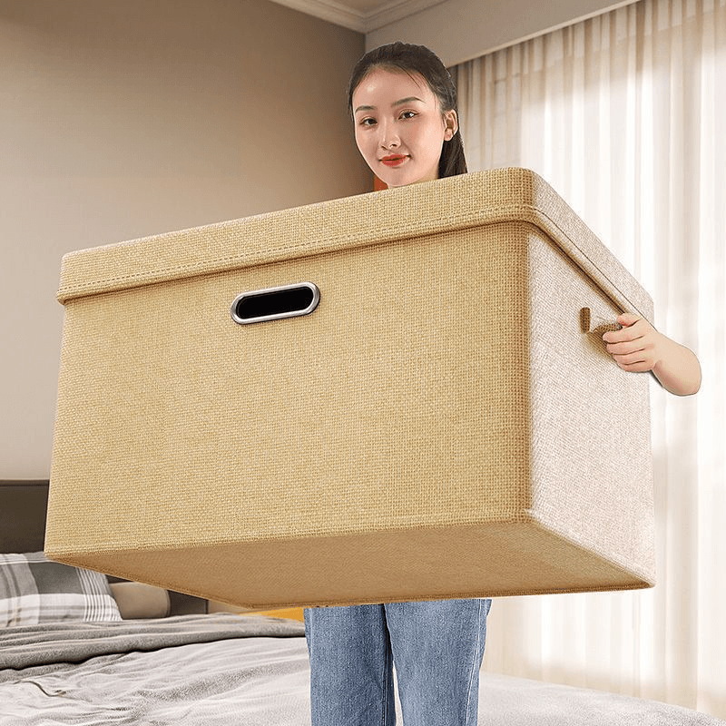 Cotton Linen Large Capacity Foldable Thickened Fabric Storage Bin Multifunctional Covered Extra Thick Clothing Organizer