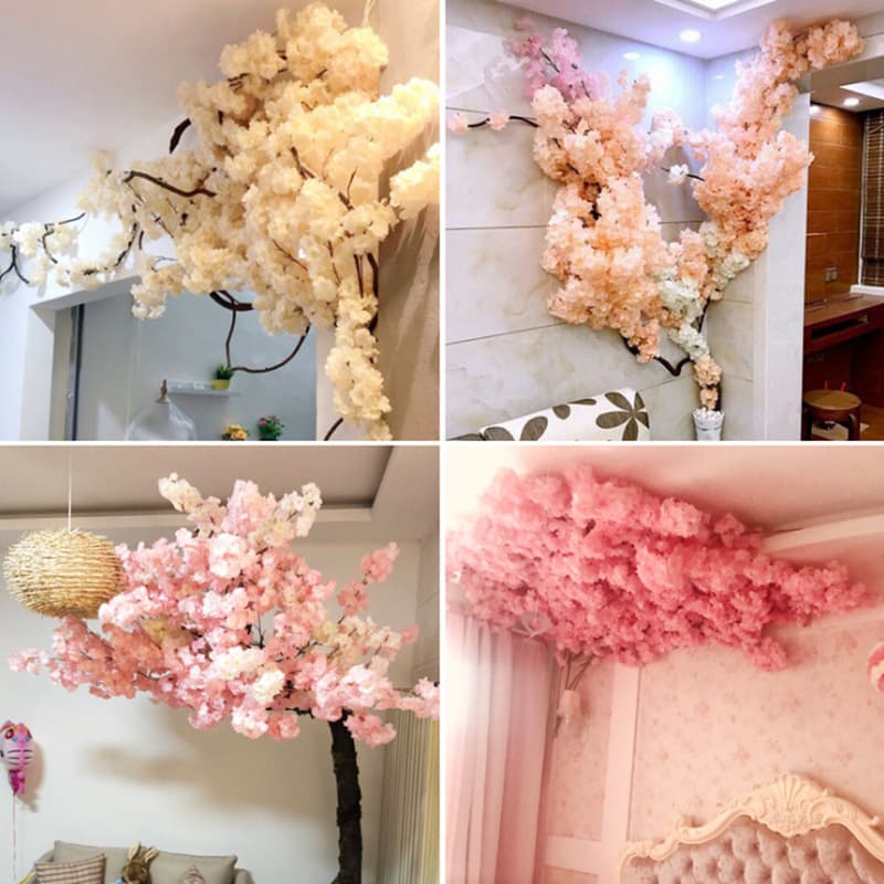 Artificial Cherry Blossom Branches - 1.2m Realistic Sakura Flowers For Wedding Decor, Photography Props & Home Styling (UV-Resistant, Bendable Stems)​