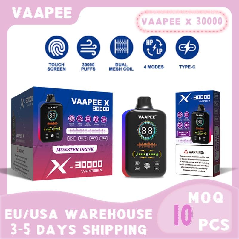 Pod jetable Vaapee X 30 000, 30 000 bouffées, saveurs de fruits, 2025