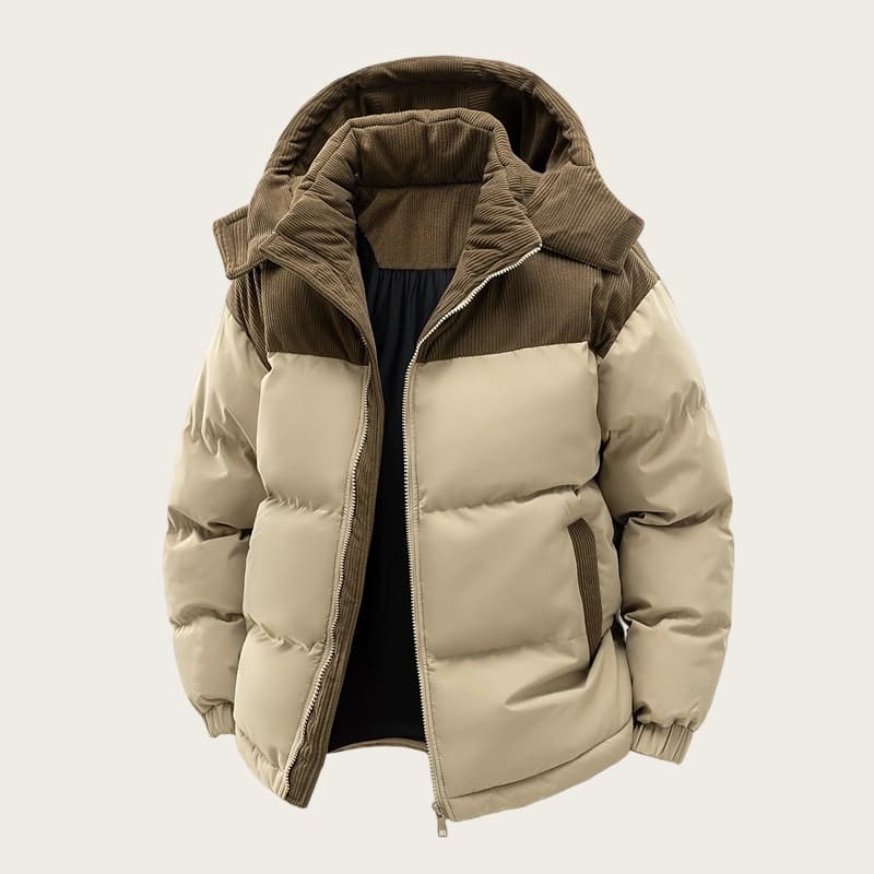​Unisex Winter Hooded Puffer Jacket - Windproof Fleece-Lined Coat With Multiple Pockets, Thickened Polyester Shell For Men & Women
