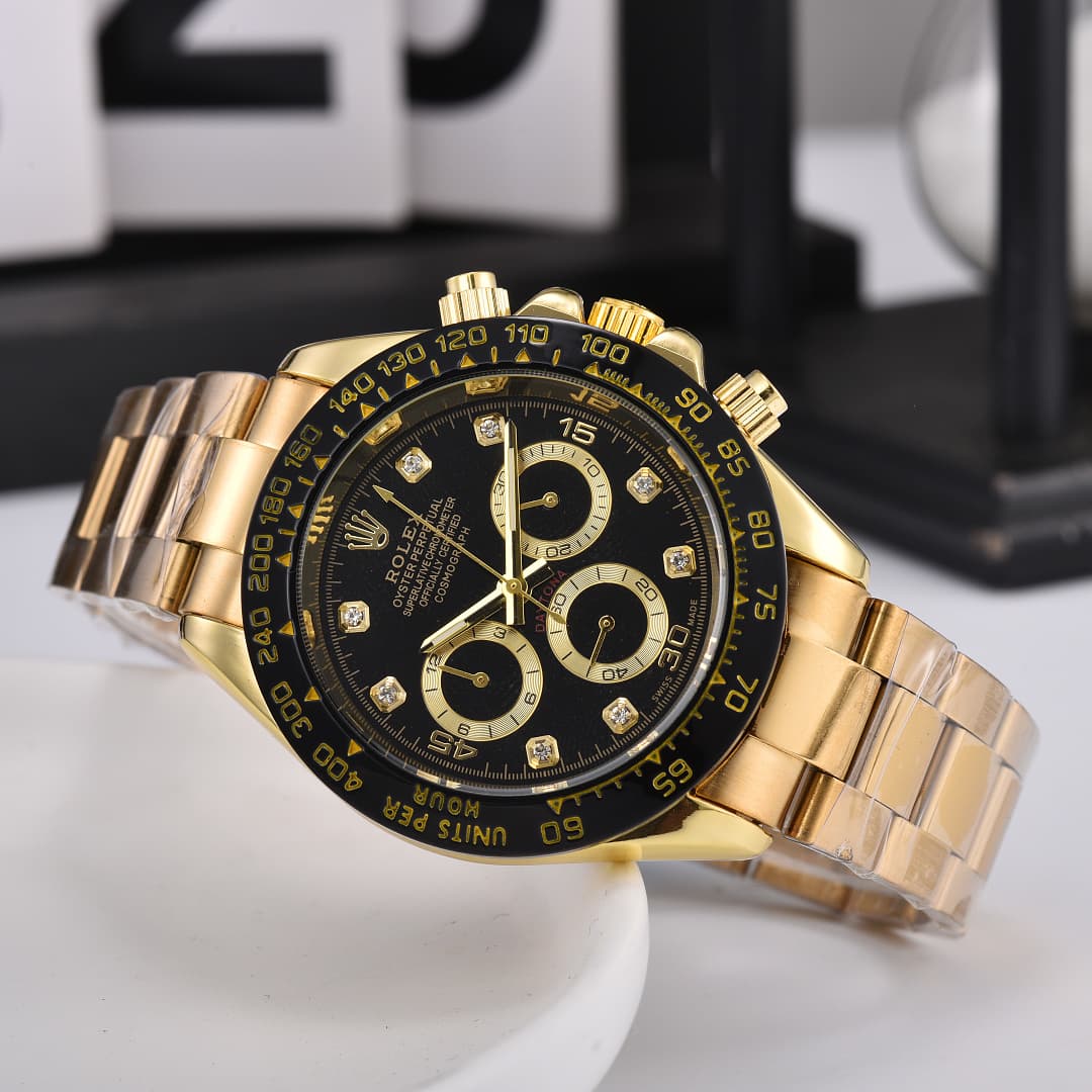 Montre de luxe pour homme Rolex, style business, à six aiguilles et cadran classique à trois sous-cadrans.