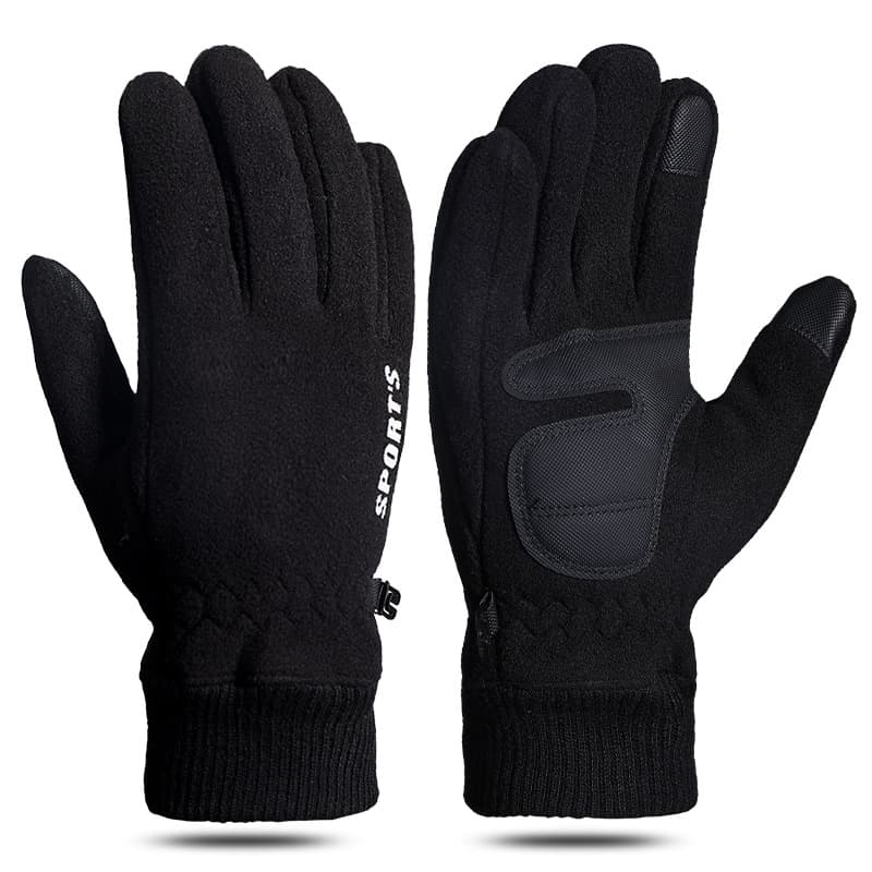 Polar fleece gloves men's autumn and winter plus velvet thickened warm gloves cycling sports driving non-slip touch screen gloves