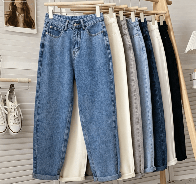 Vintage High Waist Loose Fit Straight Leg Jeans For Women - Summer Lightweight Cropped Mom Jeans With Relaxed Boyfriend Style