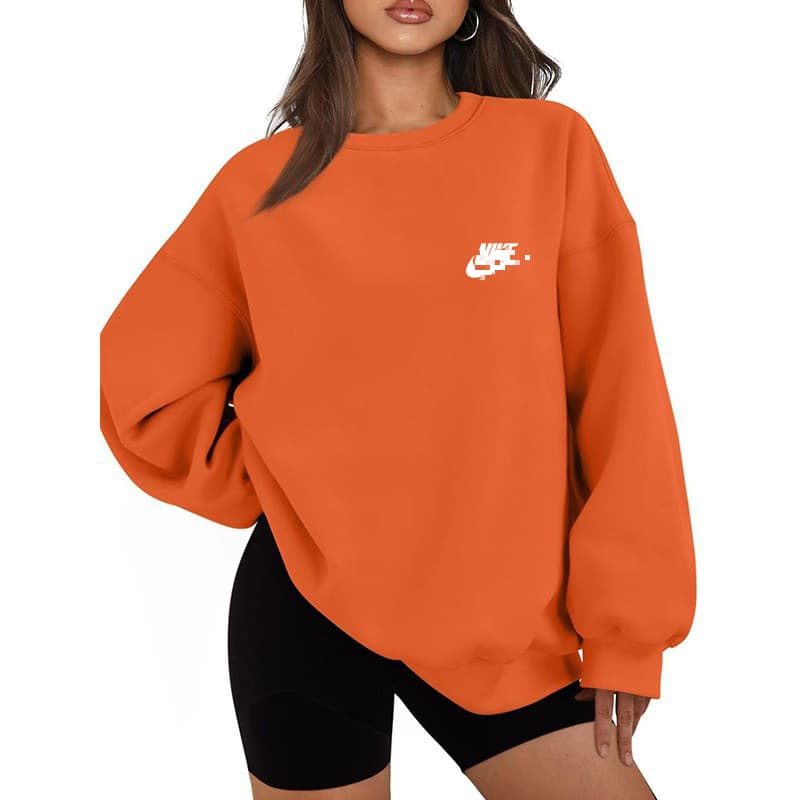 Sweat-shirt ample à col rond pour femme, imprimé de marque tendance printemps, automne et hiver