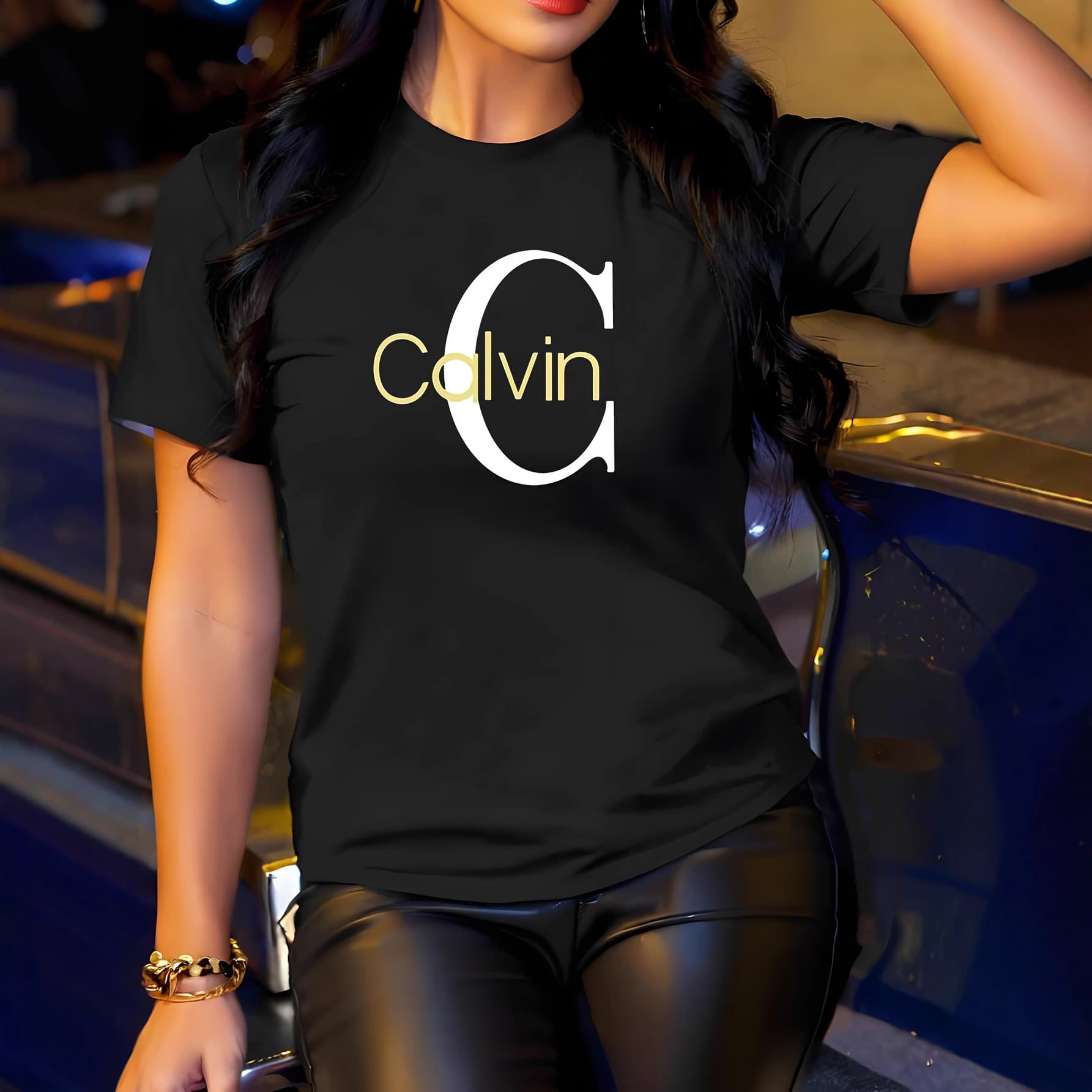 Printed Women's Short Sleeve T-Shirt - Soft Polyester Round Neck Loose Fit Tee For Summer Casual Streetwear (White/Black, S-Xxxl)