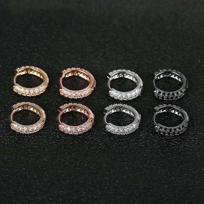 Earrings Double Sided Diamond Earrings Made Of Copper With Three Rows Of Diamonds, Shiny And Charming Earrings
