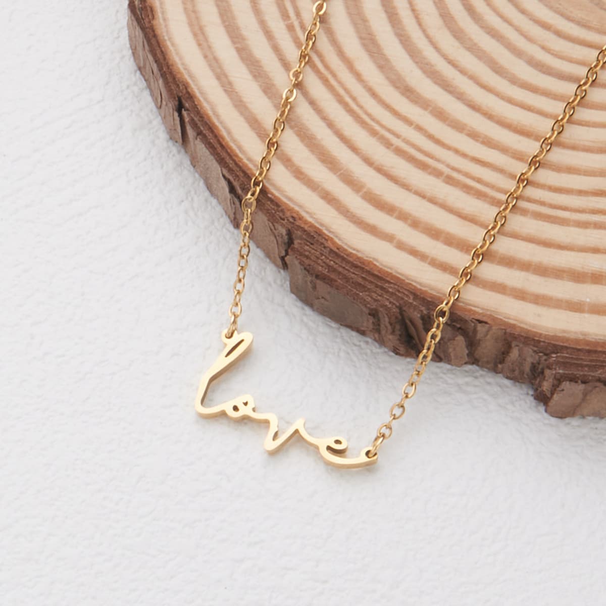 Necklaces Trendy Women's Stainless Steel Necklace With Gold Pendant And The Letter "love" A Simple Everyday Necklace.