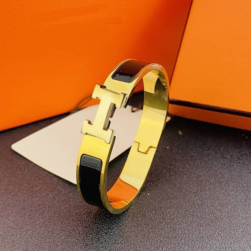 Bracelet classique en émail avec lettre H de créateur, large boucle en or, bracelet H européen et américain, bracelet pour couple