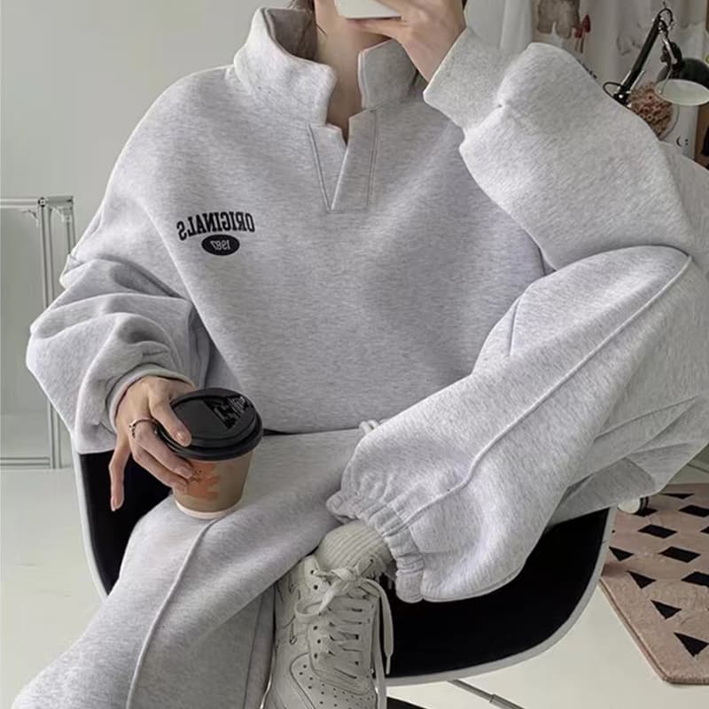 Women's Clothing Sweatshirt and sweatpants suit plus velvet fashionable and casual Pant Sets