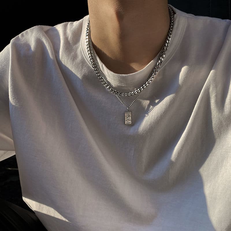 Necklace Men Love God Venus Double Layer Trendy Niche Simple Personality Accessories For Women Layered Cuban Minimalist