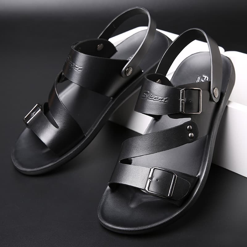 Men's Leather Sandals Casual Trend Beach Shoes Flip-Flops A Pair Of Men's Slippers
