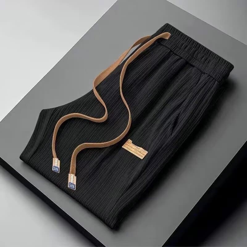 Men's Ice Silk Casual Pants Ultra Thin Quick Drying Loose Wide Leg Trendy High Quality Drape Dress Trousers For Summer