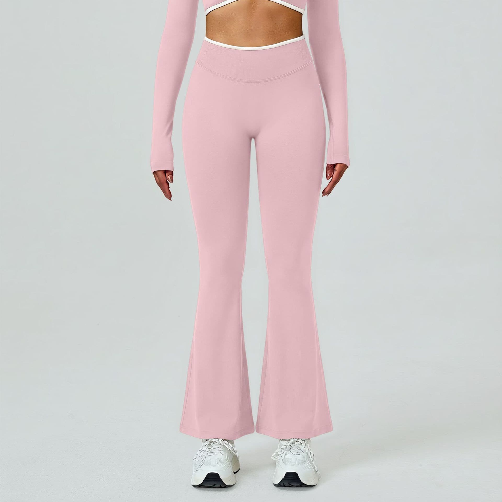 Teveo High Elasticity Yoga Pants Seamless Quick Drying Flared Design Lifting Slimming Figure Perfect For Running Sports Fitness