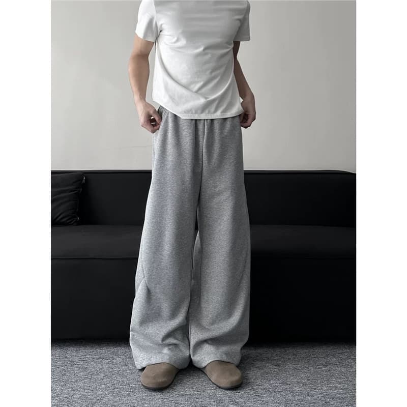 Men's Streetwear Baggy Cargo Pants With Wide Leg & Structural Tailoring – Casual High Waist Sweatpants In Grey & Black