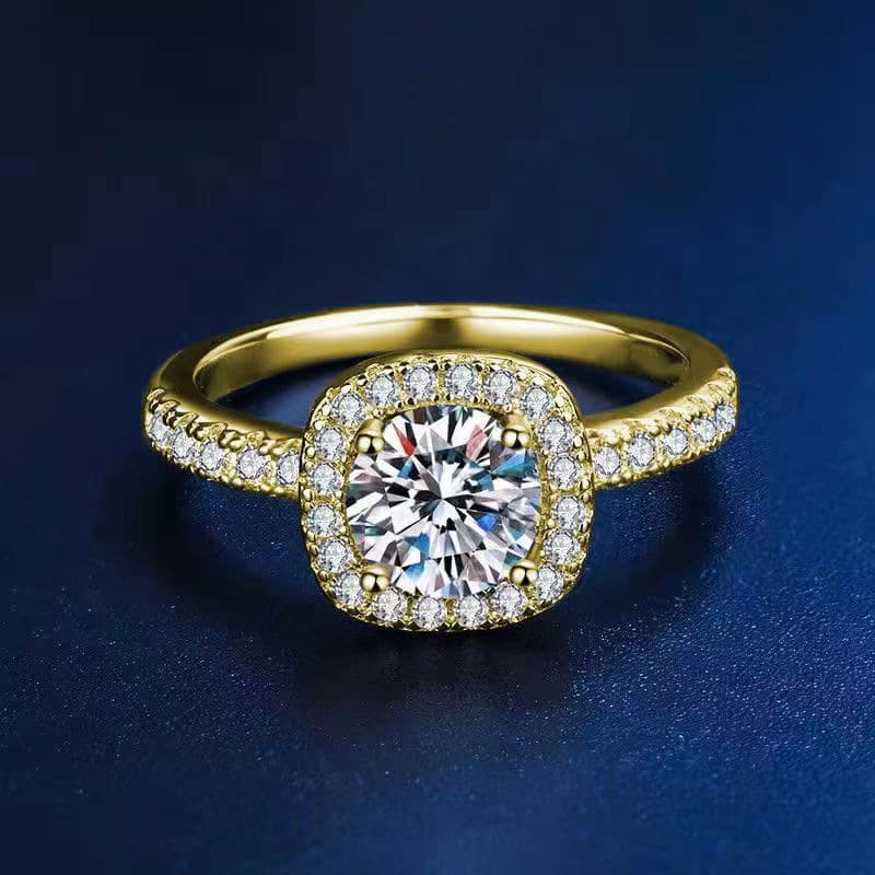 Classic High End Princess Square Bag Moissanite Wedding Engagement Female Ring Valentine's Day Gift Ring