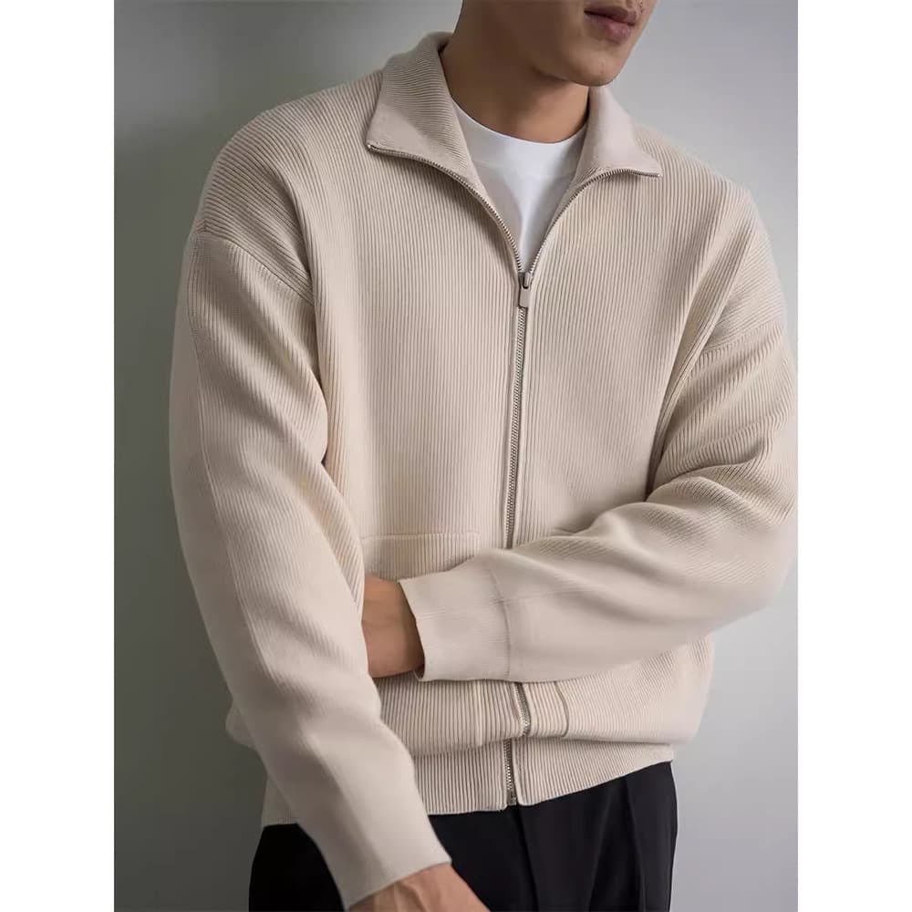 New cardigan sweater for men in spring and autumn, trendy brand loose knit sweater for wearing outside, men's zipper thread jacket