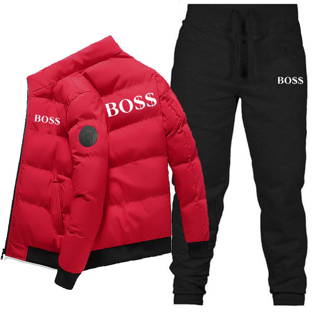 Nouveaux hommes coton veste + pantalon couleur unie imprimé ensemble de sport décontracté