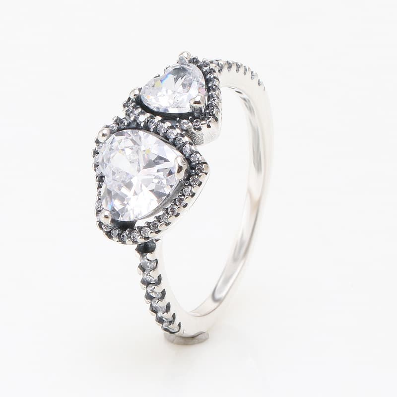 Women's Jewelry Shining Halo Heart Ring Elegant Double Heart Design Romantic Gift For Valentine's Day Gift For Women.