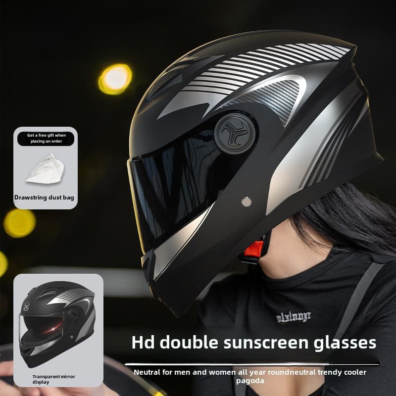 Electric Motorcycle Helmet Men's Four Seasons Universal Battery Car Locomotive Women's Full Helmet Winter Warm Helmet