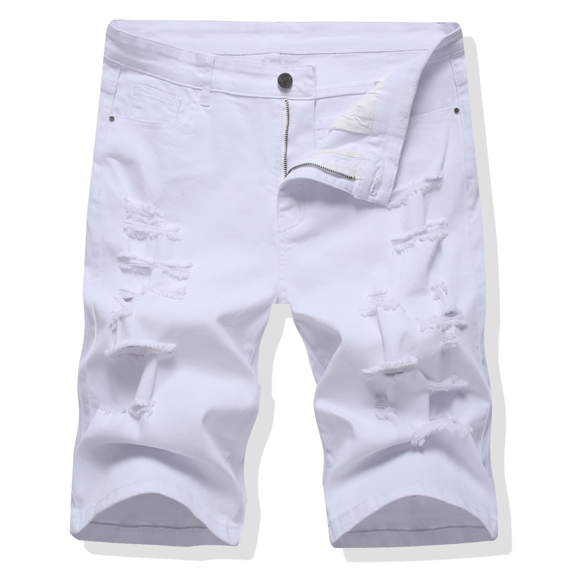 Men's Slightly Elastic White Jeans Men's Pants Shorts