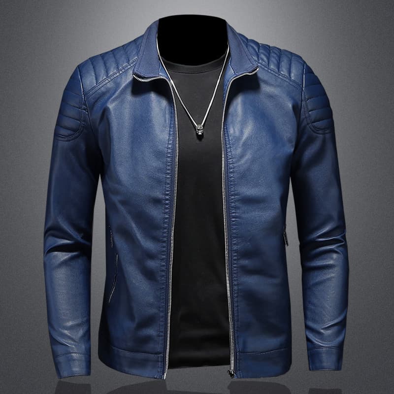 Men's Clothing Stand Collar Leather Jacket Spring Leather Jacket Slim Fit Handsome Spring And Autumn Menswear