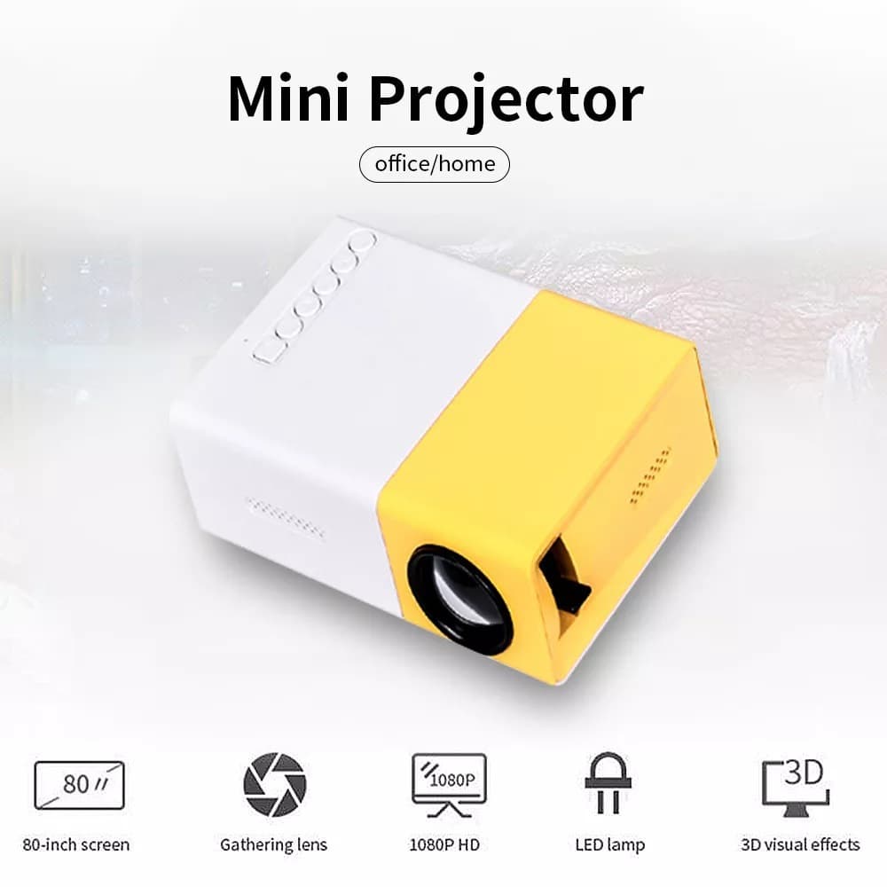 LED Home Office Projector HD 1080P Micro Mini 3D Projector English Source Factory Goods