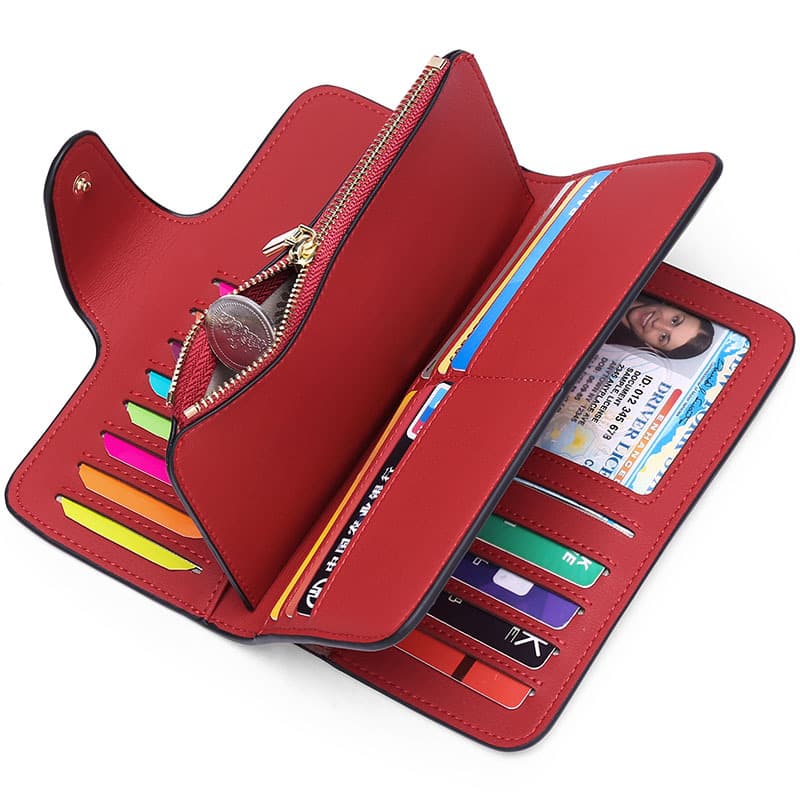 new ladies long wallet RFID large capacity 4 fold clutch PU multi card wallet
