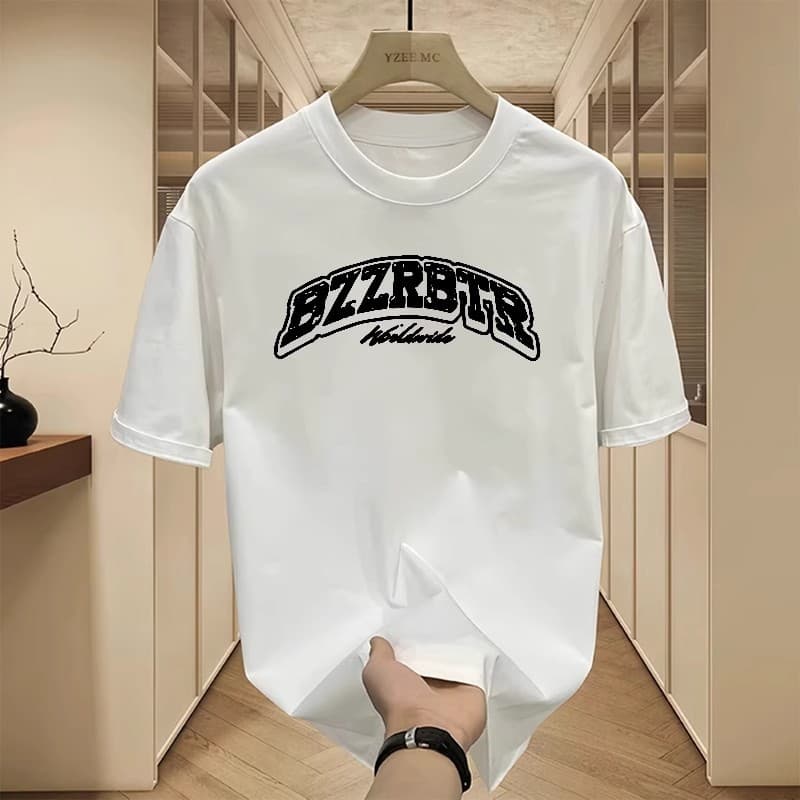 Men's Clothing Trendy Short Sleeved Ins Pure Cotton Summer Printed Round Neck T Shirt